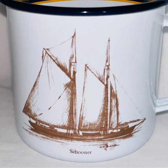 Pusser’s Rum Enamel Tin Cup Pair British Navy Virgin Islands Map Ship Schooner - Picture 6 of 7